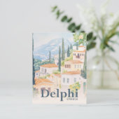 Delphi Griekenland Waterverf reisillustratie Briefkaart (Staand voorkant)