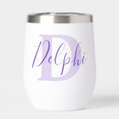 Delphi naam betekenis en monogram paarse tekst (Achterkant)