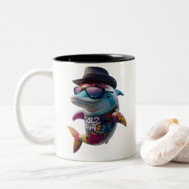 Delphin mok. tweekleurige koffiemok