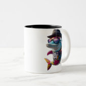 Delphin mok. tweekleurige koffiemok (Voorkant rechts)