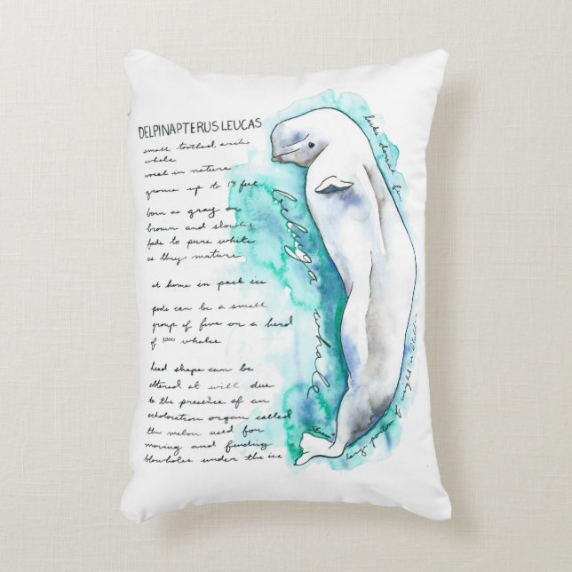 Delphinapterus Leucas Beluga Whale Pillow Accent Kussen (Voorkant(Verticaal))