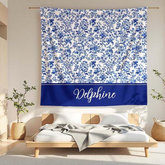 Delphine Blue Toile Fleece Deken