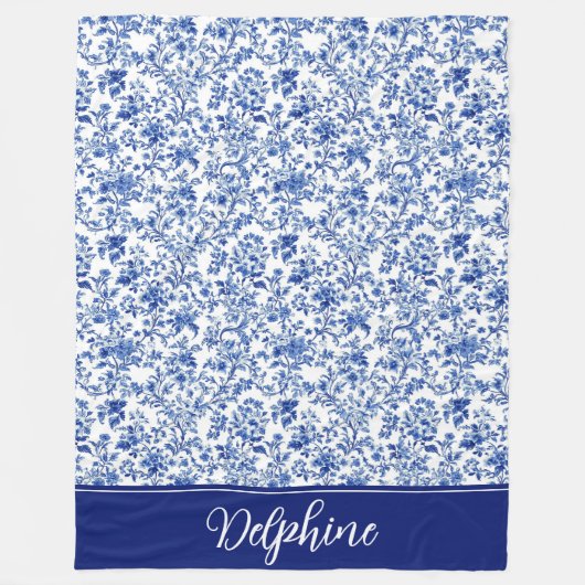 Delphine Blue Toile Fleece Deken (Voorkant)