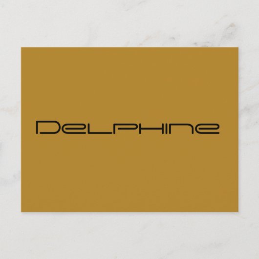 Delphine, weeszwart teken, geometrisch lettertype briefkaart (Voorkant)