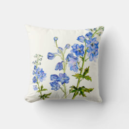 Delphinium blauw fine art bloemenvierkant kussen