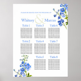 Delphinium blauwe trouw zitplaats tafel planner poster