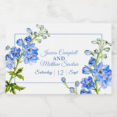 Delphinium bloemen blauw waterverf bruiloft sparkling wijnetiket (Enkel label)