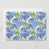 Delphinium bloemenblauw waterverf kunst bruiloft kaart (Achterkant)