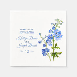 Delphinium bloemenblauw waterverf kunst bruiloft servet