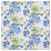 Delphinium botanische kunst blauwe groene witte st stof (Swatch)