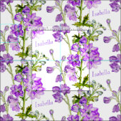 Delphinium botanische kunst paarse witte naamstof stof (Delen)