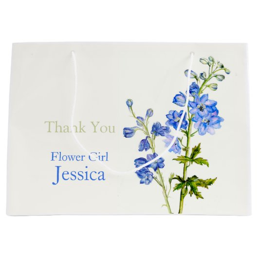 Delphinium bruiloft blauwe bloem meisje gunst cade large cadeautasje (Voorkant)