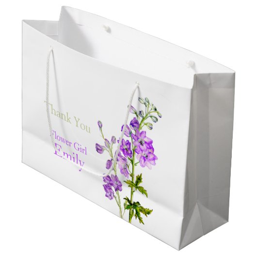 Delphinium bruiloft bloem meisje gunst cadeau tas groot cadeauzakje (Voorkant Gekanteld)