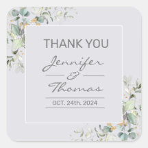 Delphinium Color & Green Leaves Square Sticker