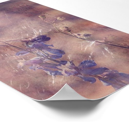 Delphinium Flowers Grunge Digital Art Poster (Hoek)