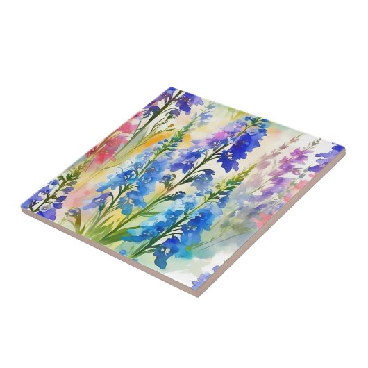 Delphinium impressionist Floral Tegeltje (Zijkant)