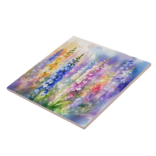 Delphinium impressionist levendig tegeltje (Zijkant)