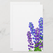 Delphinium Larkspur Floral Garden Stationery Briefpapier (Voorkant / Achterkant)