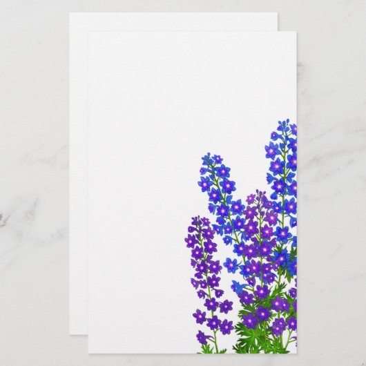 Delphinium Larkspur Floral Garden Stationery Briefpapier (Voorkant / Achterkant)