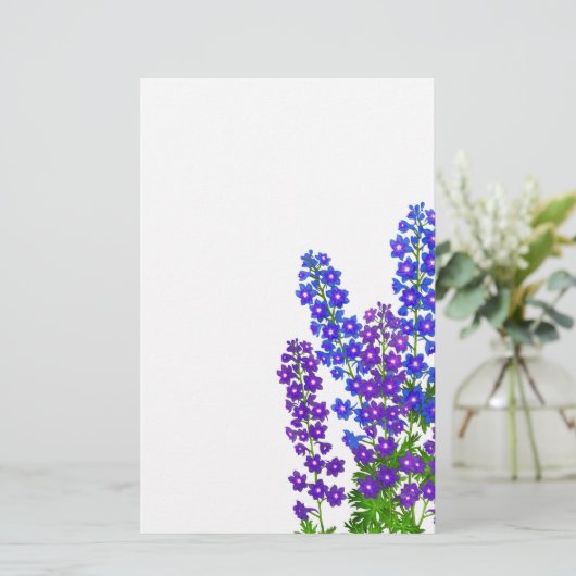 Delphinium Larkspur Floral Garden Stationery Briefpapier (Staand voorkant)