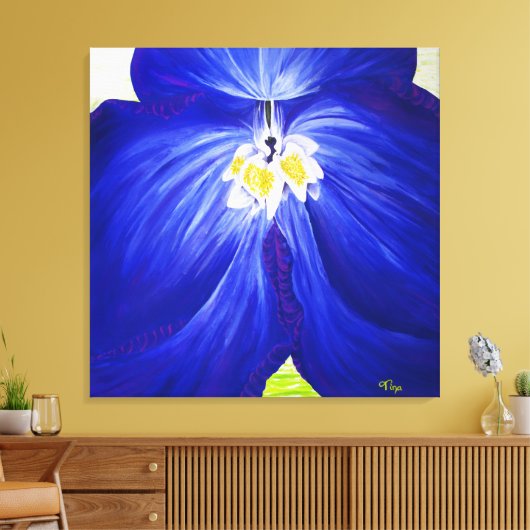 Delphinium - Oorspronkelijk schilderen, omwikkeld  Canvas Afdruk (Insitu (Woonkamer))