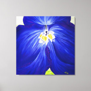 Delphinium - Oorspronkelijk schilderen, omwikkeld Canvas Afdruk