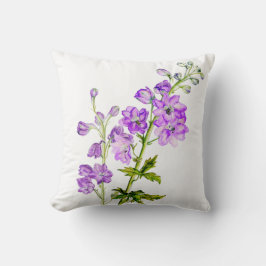 Delphinium paarse fijne kunst bloemenkussen vierka kussen
