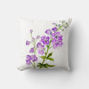 Delphinium paarse fijne kunst bloemenkussen vierka kussen