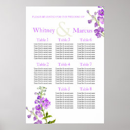 Delphinium paarse Huwelijks Zitplaats Tafel Plan Poster