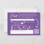 Delphinium paarse waterverf bruiloft QR code RSVP Kaartje (Achterkant)