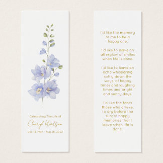 Delphinium | Simple Memorial Mini Bookmark Visitekaartjes