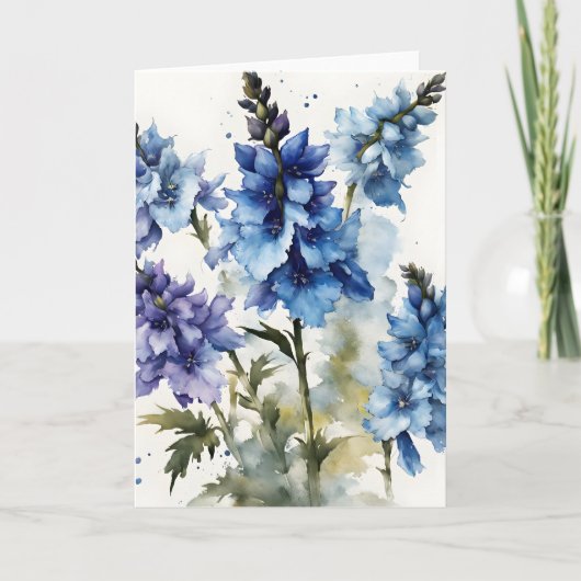 Delphinium - Watercolor bloemen Kaart (Voorkant)