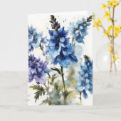Delphinium - Watercolor bloemen Kaart (Gele Bloem)