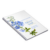 Delphinium waterverf blauw bruiloft gastenboek notitieboek (Rechterzijde)