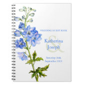 Delphinium waterverf blauw bruiloft gastenboek notitieboek (Voorkant)