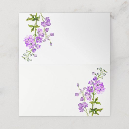 Delphinium waterverf paarse trouwplaats kaarten plaatskaartje (Buitenkant ongevouwen)
