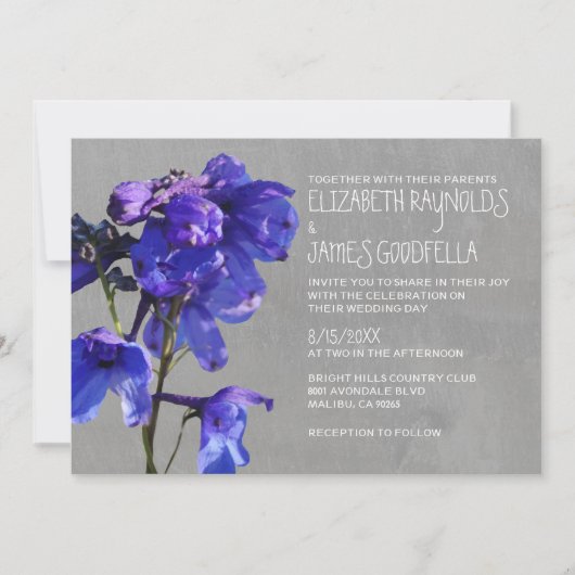 Delphinium Wedding Invitations Kaart (Voorkant)
