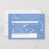 Delphiniumbloemen blauwe waterverf bruiloft QR-cod RSVP Kaartje (Achterkant)