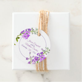 Delphiniumbloemen paarse waterverf bruiloft bedankjes labels