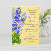 Delphiniums Gold Bridal Shower Invitation Kaart (Staand voorkant)
