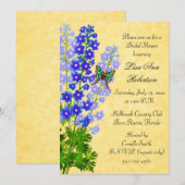 Delphiniums Gold Bridal Shower Invitation Kaart (Voorkant / Achterkant)
