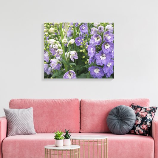 Delphinum Bloemen Verpakt Canvas (Insitu (Woonkamer))
