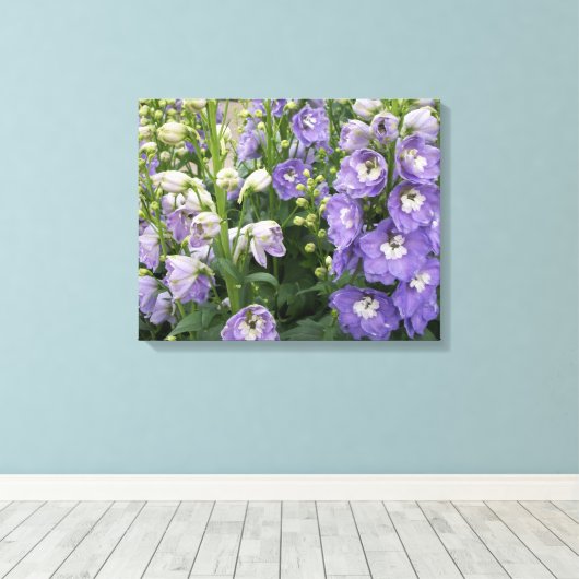 Delphinum Bloemen Verpakt Canvas Afdruk (Insitu (Houten vloer))