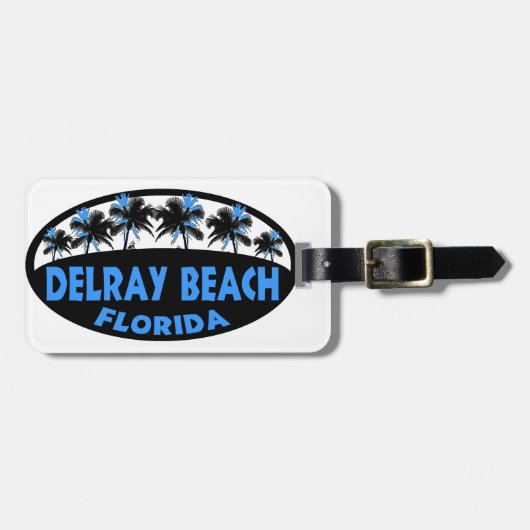 Delray Beach Florida blauwe palmen Bagagelabel (Voorkant horizontaal)