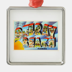 Delray Beach Florida FL Vintage Travel Souvenir Metalen Ornament