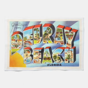 Delray Beach Florida FL Vintage Travel Souvenir Theedoek
