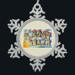 Delray Beach Florida FL Vintage Travel Souvenir Tin Sneeuwvlok Ornament<br><div class="desc">Delray Beach, Florida FL
Een nostalgisch, vintage reissouvenir briefkaart afbeelding, een authentiek retrodesign. Groeten van de Amerikaanse Travelog Virtual Touring Company!</div>