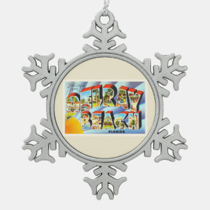Delray Beach Florida FL Vintage Travel Souvenir Tin Sneeuwvlok Ornament