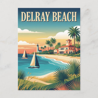 Delray Beach Florida Kust Vintage Poster Briefkaart
