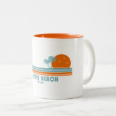 Delray Beach Florida Sun Palm Trees Tweekleurige Koffiemok (Voorkant rechts)